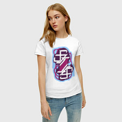 Футболка хлопковая женская Skrillex: purple style, цвет: белый — фото 2