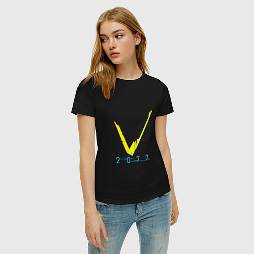 Женская футболка Cyberpunk 2077: V / Черный – фото 3