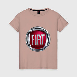 Футболка хлопковая женская FIAT logo, цвет: пыльно-розовый