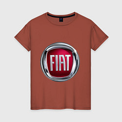 Футболка хлопковая женская FIAT logo, цвет: кирпичный