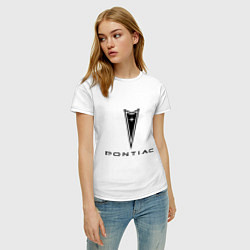 Футболка хлопковая женская Pontiac logo, цвет: белый — фото 2