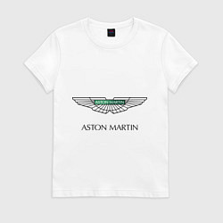 Футболка хлопковая женская Aston Martin logo, цвет: белый