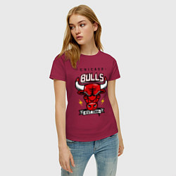 Футболка хлопковая женская Chicago Bulls est. 1966, цвет: маджента — фото 2