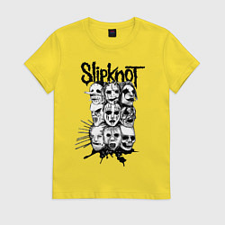Футболка хлопковая женская Slipknot Faces, цвет: желтый