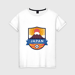 Футболка хлопковая женская Japan: Soccer badge, цвет: белый