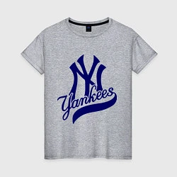Футболка хлопковая женская NY - Yankees, цвет: меланж