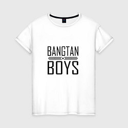 Футболка хлопковая женская BANGTAN BOYS, цвет: белый