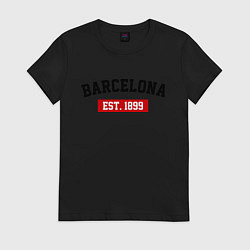 Футболка хлопковая женская FC Barcelona Est. 1899, цвет: черный