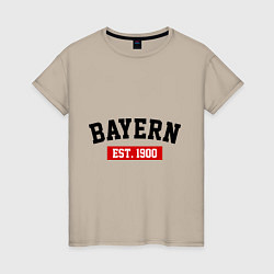 Футболка хлопковая женская FC Bayern Est. 1900, цвет: миндальный