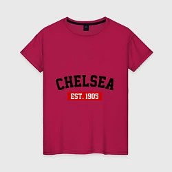 Футболка хлопковая женская FC Chelsea Est. 1905, цвет: маджента