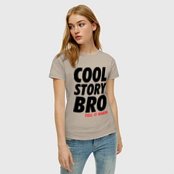 Футболка хлопковая женская Cool Story Bro, цвет: миндальный — фото 2