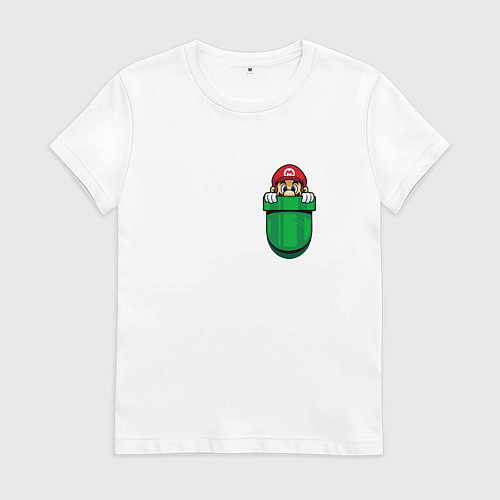 Женская футболка Марио в кармане / Белый – фото 1