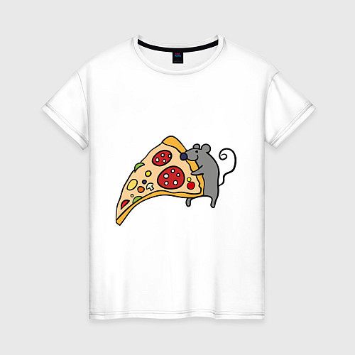 Женская футболка Кусочек пиццы парная / Белый – фото 1