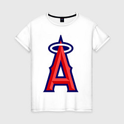 Футболка хлопковая женская Los Angeles Angels of Anaheim logo, цвет: белый