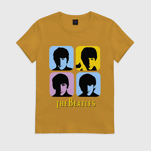 Женская футболка The Beatles: pop-art / Горчичный – фото 1