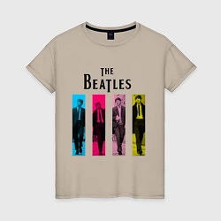 Футболка хлопковая женская Walking Beatles, цвет: миндальный
