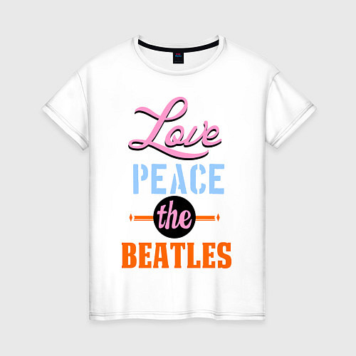 Женская футболка Love peace the Beatles / Белый – фото 1