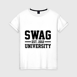 Футболка хлопковая женская Swag University, цвет: белый
