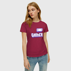 Футболка хлопковая женская Twitch Gamer, цвет: маджента — фото 2