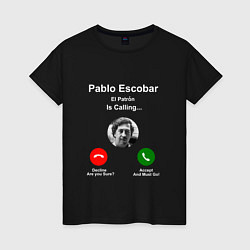 Футболка хлопковая женская Escobar is calling, цвет: черный