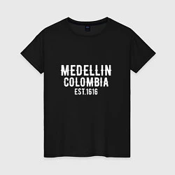 Футболка хлопковая женская Medellin est. 1616, цвет: черный