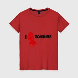 Футболка хлопковая женская I love zombies, цвет: красный