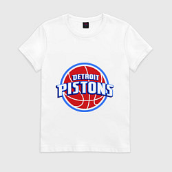 Футболка хлопковая женская Detroit Pistons - logo, цвет: белый