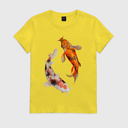 Футболка хлопковая женская Инь-Ян, цвет: желтый