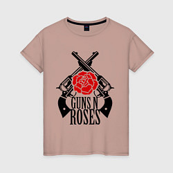 Футболка хлопковая женская Guns n Roses: guns, цвет: пыльно-розовый