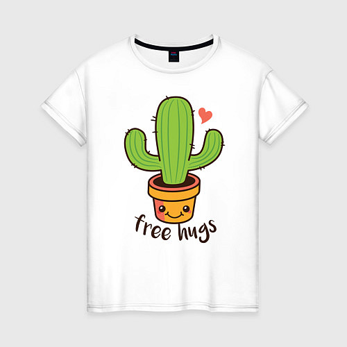 Женская футболка Cactus: free hugs / Белый – фото 1
