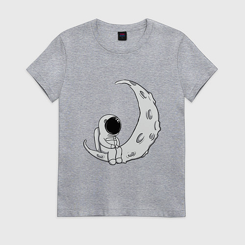 Женская футболка Космонавт на Луне / Меланж – фото 1