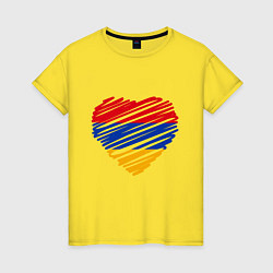 Футболка хлопковая женская Сердце Армении, цвет: желтый