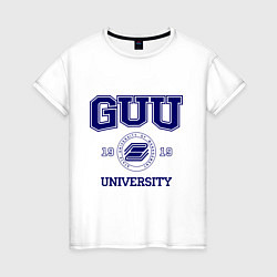 Футболка хлопковая женская GUU University, цвет: белый