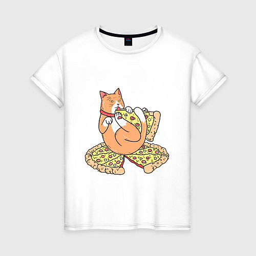 Женская футболка Пицца-котик / Белый – фото 1