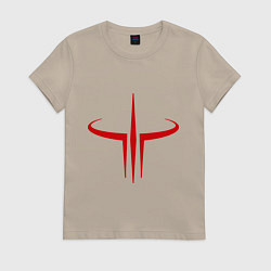 Футболка хлопковая женская Quake logo, цвет: миндальный