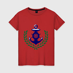 Футболка хлопковая женская Anchor, цвет: красный