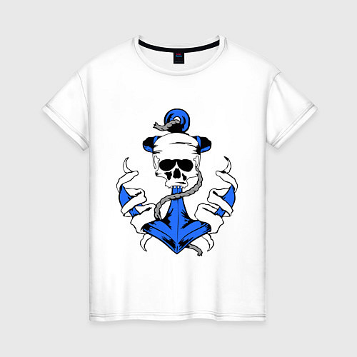 Женская футболка Якорь с черепом / Белый – фото 1