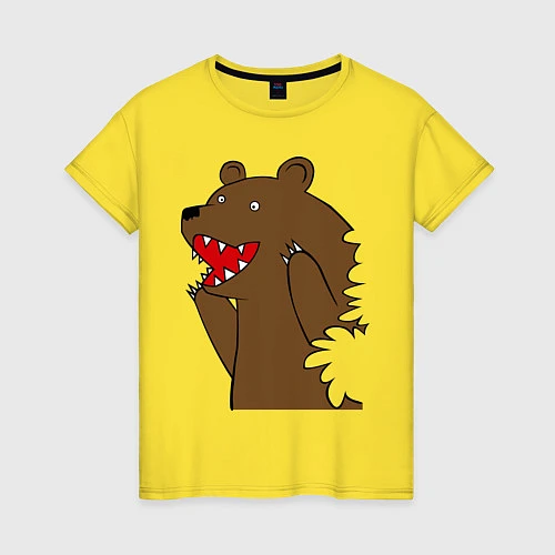 Женская футболка Медведь цензурный / Желтый – фото 1