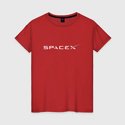 Футболка хлопковая женская SpaceX, цвет: красный