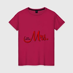 Футболка хлопковая женская Mrs: Just married, цвет: маджента