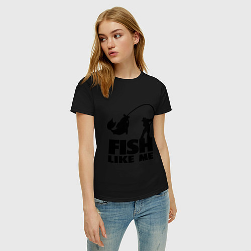 Женская футболка Fish like me / Черный – фото 3