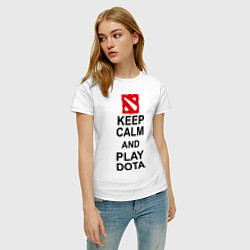 Футболка хлопковая женская Keep Calm & Play Dota, цвет: белый — фото 2