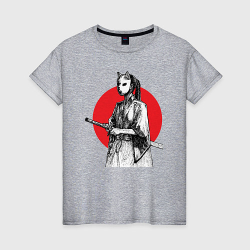 Женская футболка Самурай на страже / Меланж – фото 1
