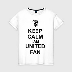 Футболка хлопковая женская Keep Calm & United fan, цвет: белый