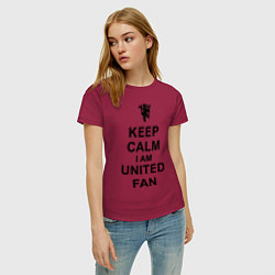 Футболка хлопковая женская Keep Calm & United fan, цвет: маджента — фото 2