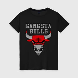 Футболка хлопковая женская Gangsta Bulls, цвет: черный