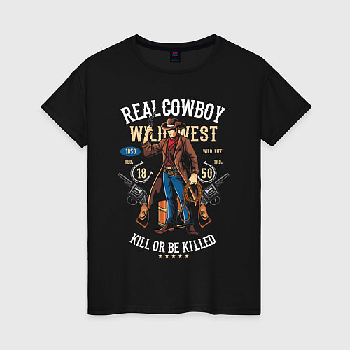 Женская футболка Real Cowboy / Черный – фото 1