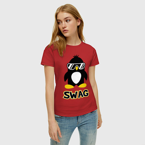 Женская футболка SWAG Penguin / Красный – фото 3