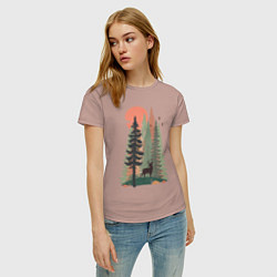 Футболка хлопковая женская Forest Adventure, цвет: пыльно-розовый — фото 2