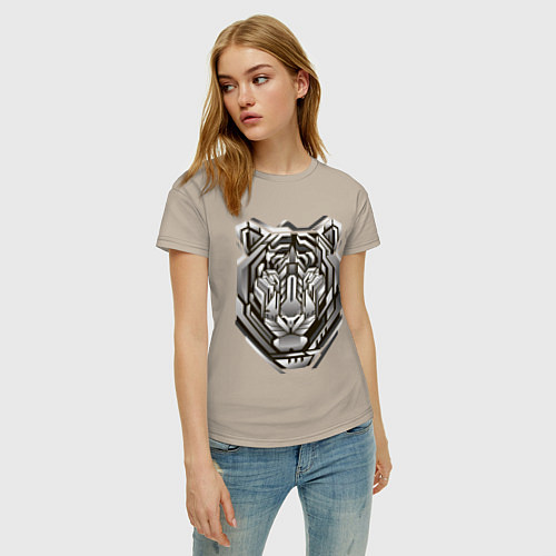 Женская футболка Geometric tiger / Миндальный – фото 3